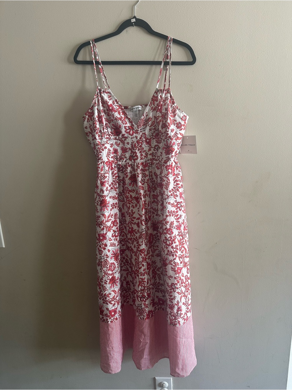 💫 Ellen Tracy Pink & White Floral Slip Dress BWT Size S